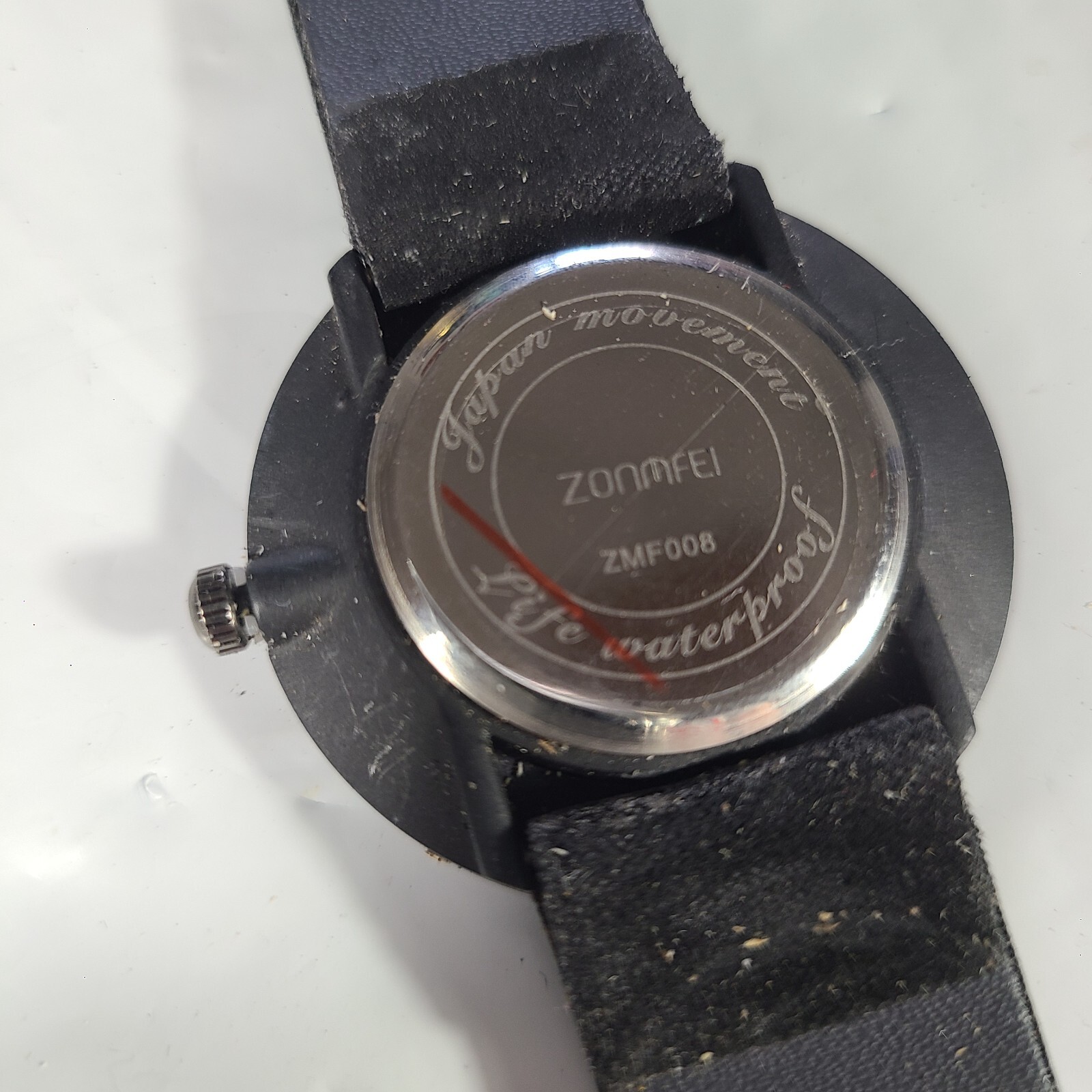 Zonmfei Watch Red White Blue Ribbon Face Pattern White Hands Black Suede Band