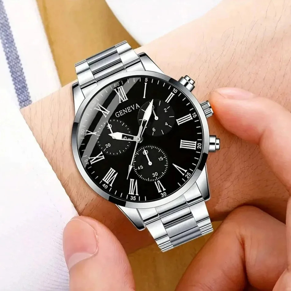 2pcs Luxury Men’s Quartz Watch Set, Business & Casual Wear – Ideal Gift for Back