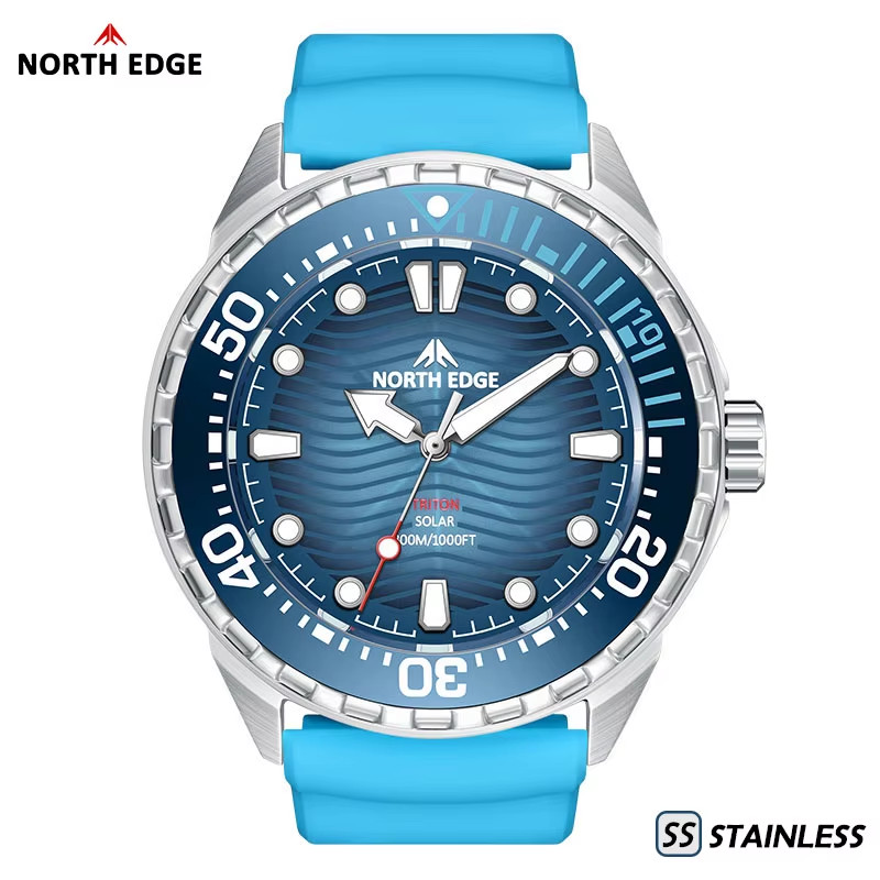 TRITON-TI Titanium Stainless Solar-Powered Diving Watch Luxury Quartz Watches fo
