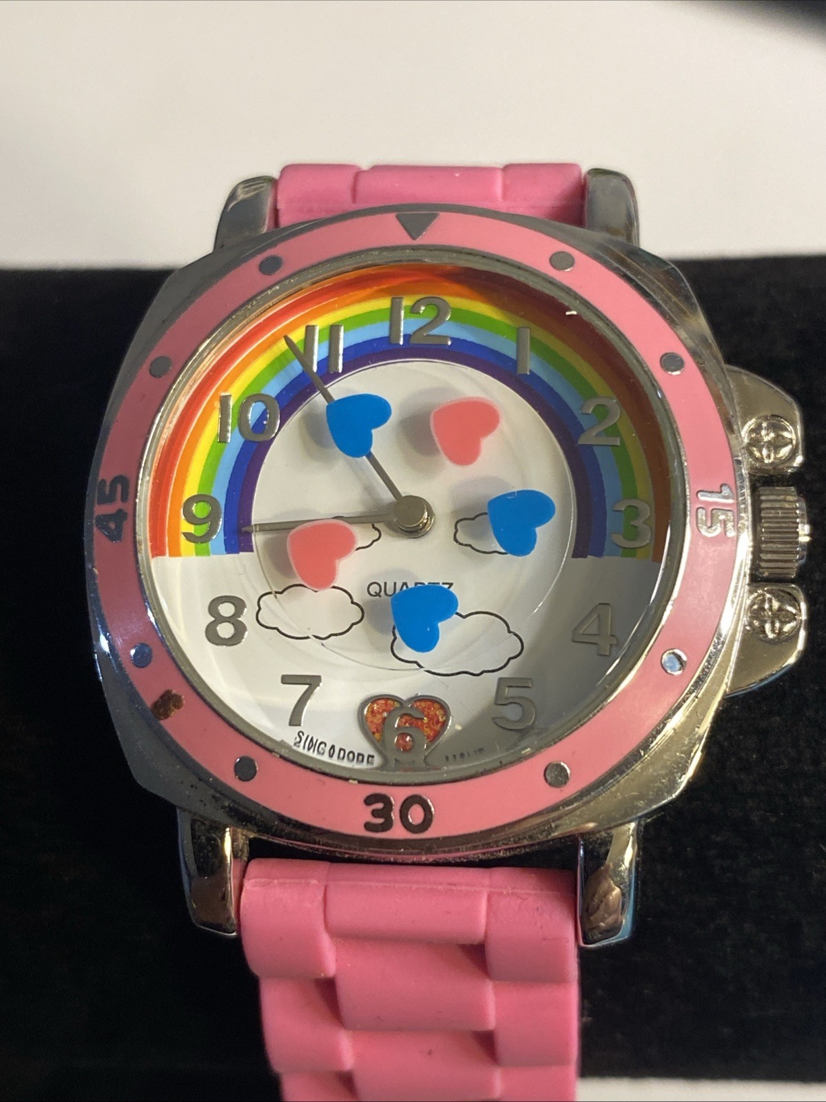 Collezio Sophie Pink Rainbow Dial Silicone Band Quartz Girls Watch New Battery