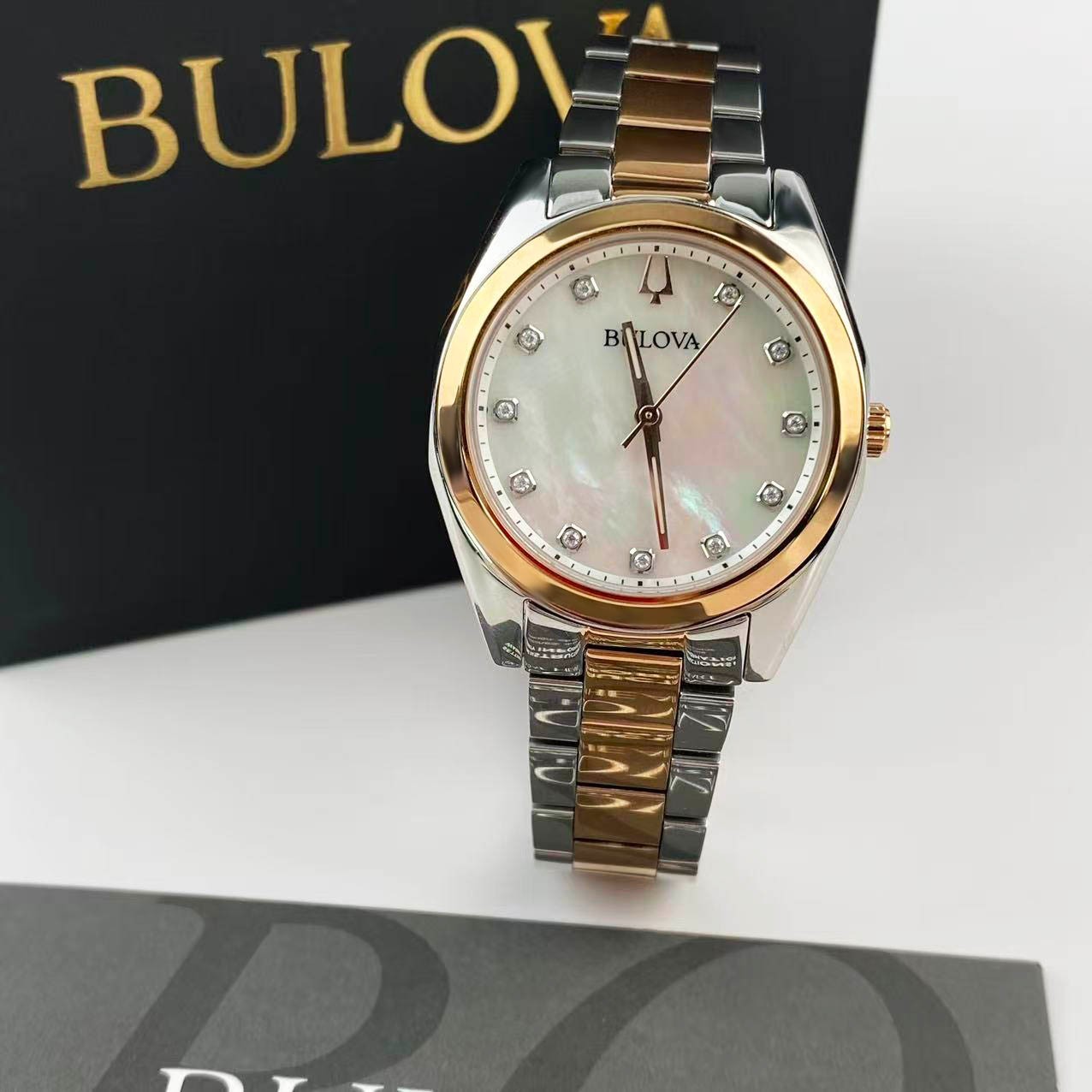 New Bulova Surveyor Women’s Quartz Watch Mother of Pearl White Dial 98P207 31mm