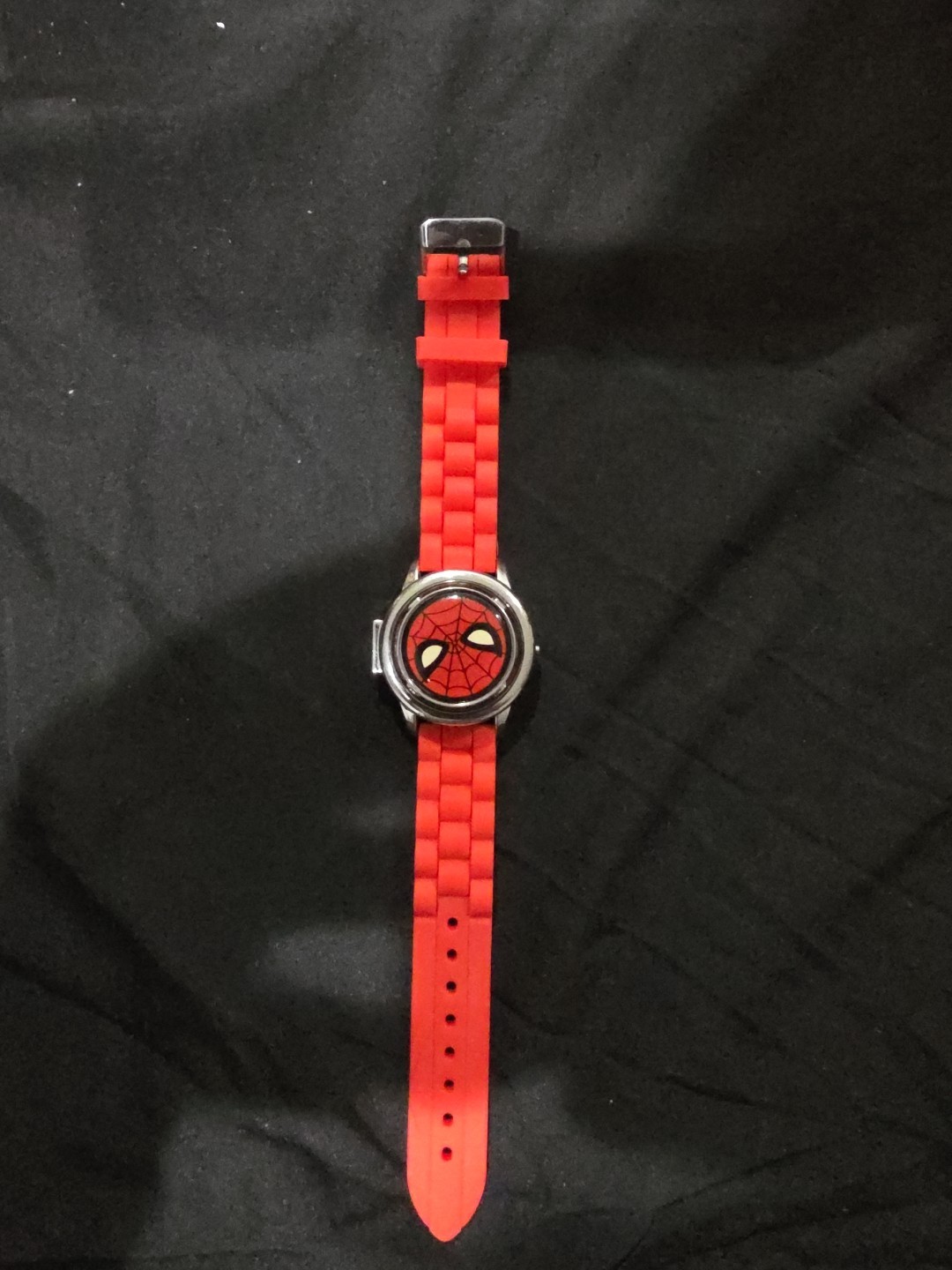 Marvel Spider-Man Unisex Children’s Watch with Metallic Spinner Top in Red