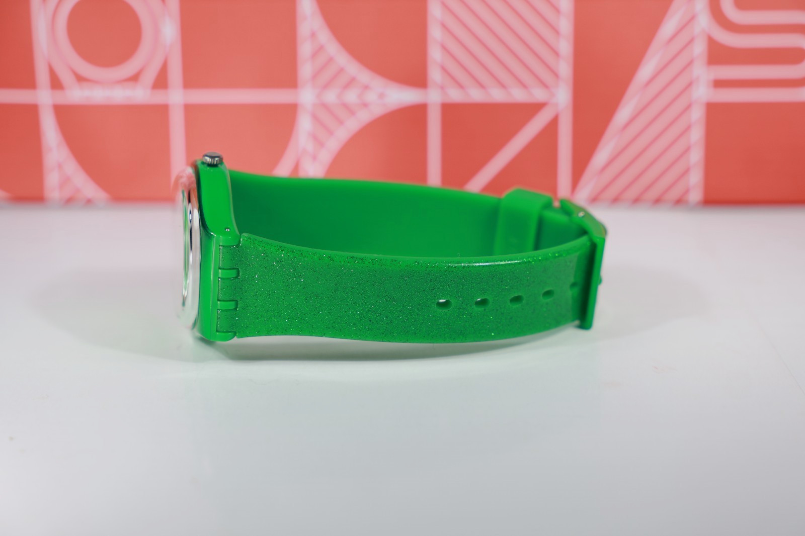 New Limited Swiss Made Swatch DEEP SHINE GLITTER GREEN GG213 Silicon 34MM NEW