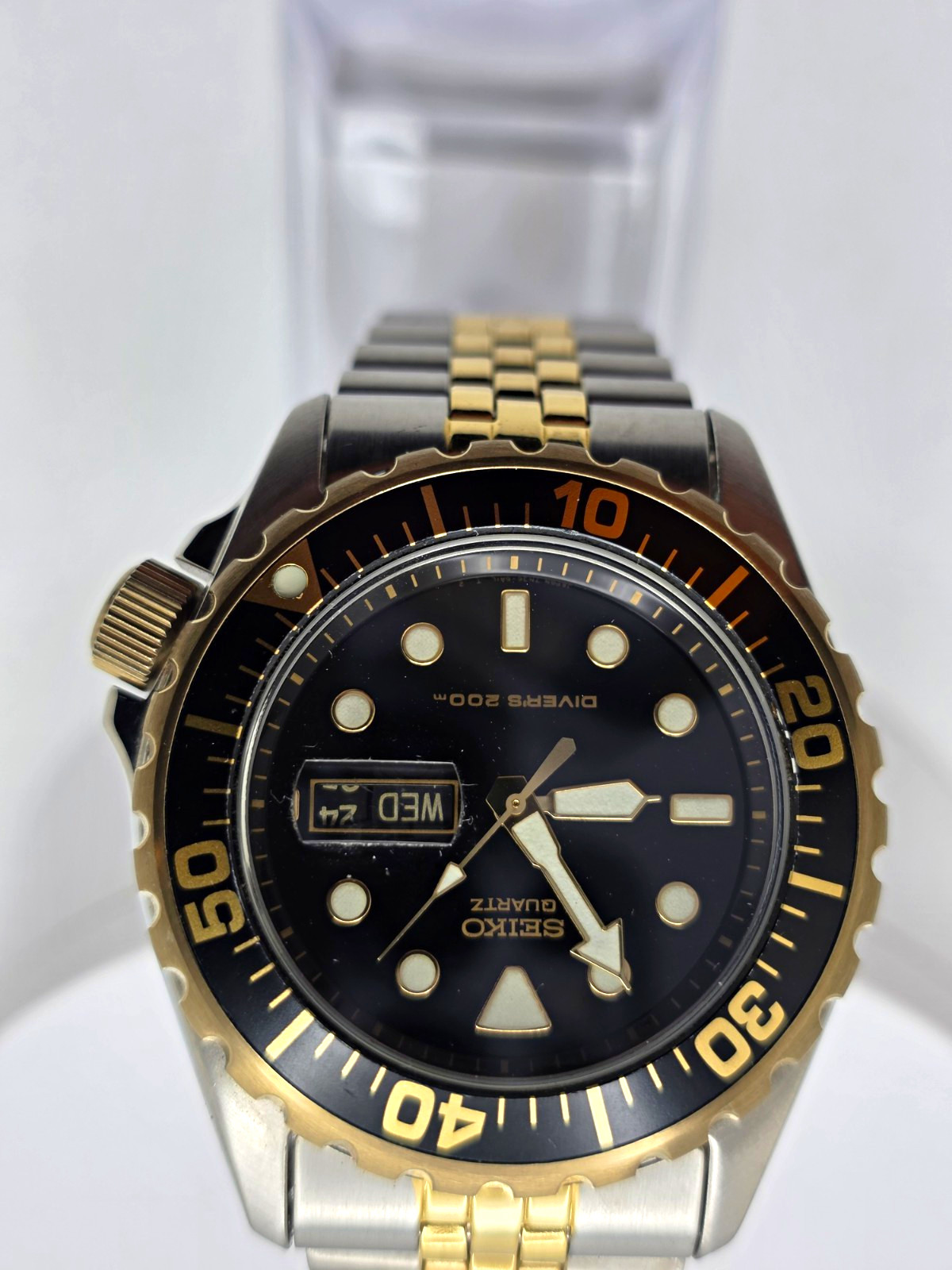 Seiko Men’s Quartz Diver 200m Black Dial Day/Date Two-Tone Bracelet