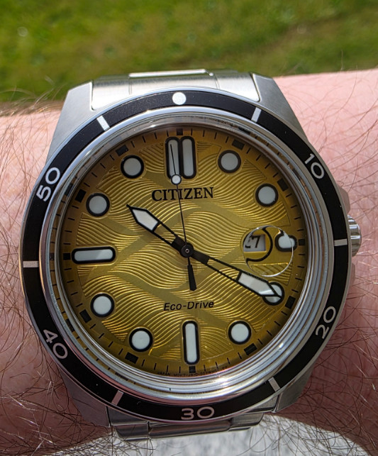 Citizen Eco-Drive AW1816-89X Gold Yellow Dial Men’s Watch Stainless Steel 100M