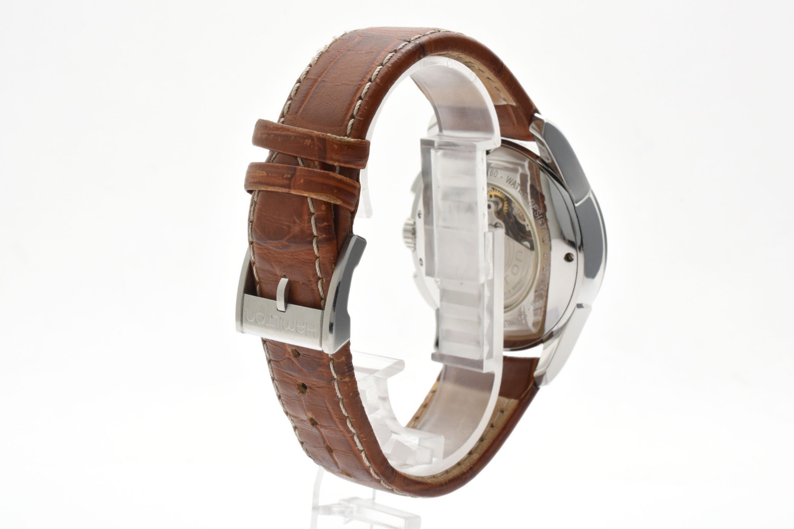 HAMILTON H326160 Jazzmaster Auto Chronograph White Dial Brown Leather Mens Watch
