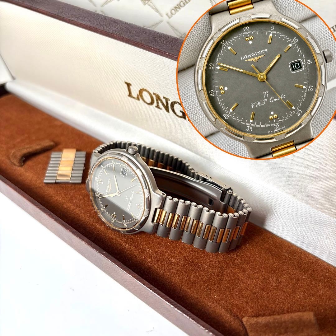[Near Mint w/Box Links] Longines Conquest Ti VHP Titanium Men’s Gold Gray Dial