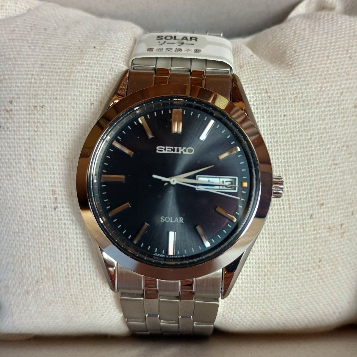 SEIKO Selection SBPX083 V158 Solar Mens Watch Black Dial Day Date Japan