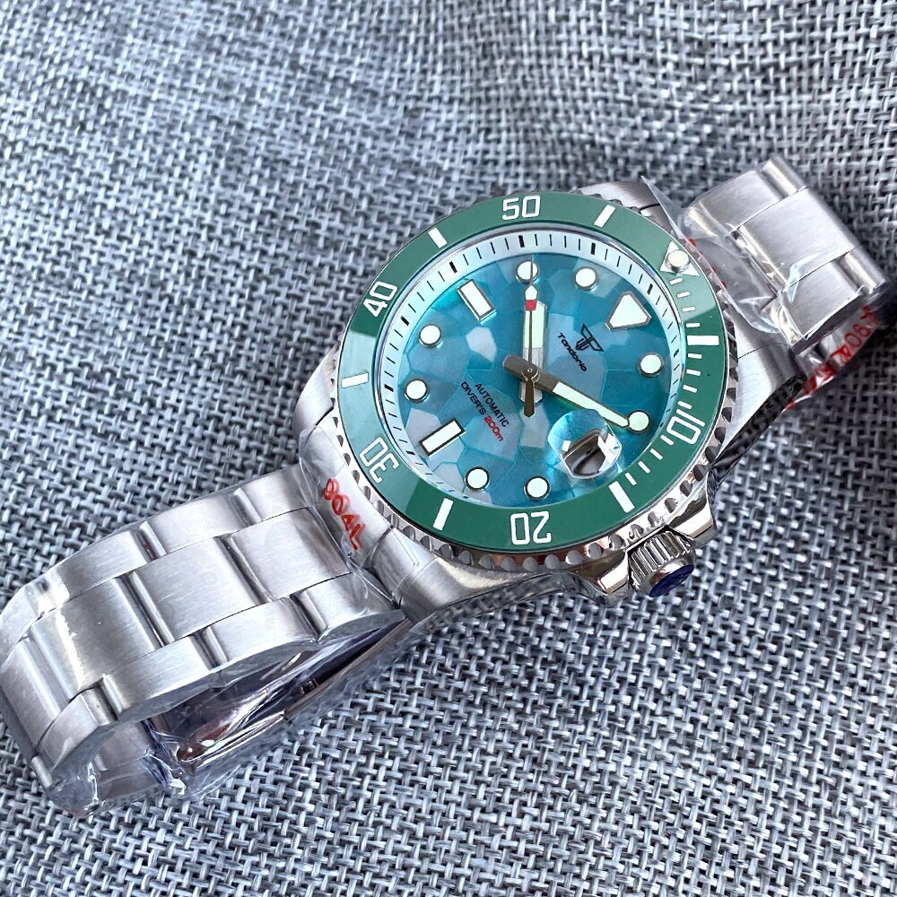 Tandorio 40mm 20ATM Green MOP Dial NH35A Automatic Watch For Men Sapphire Glass