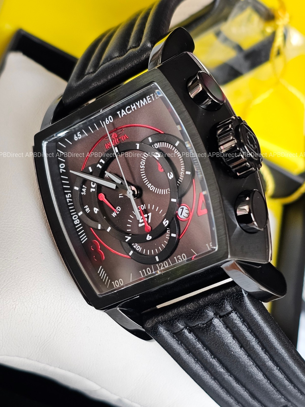 Invicta – S1 Rally – Swiss Z60 Chronograph Black / RED – Leather Mens Watch