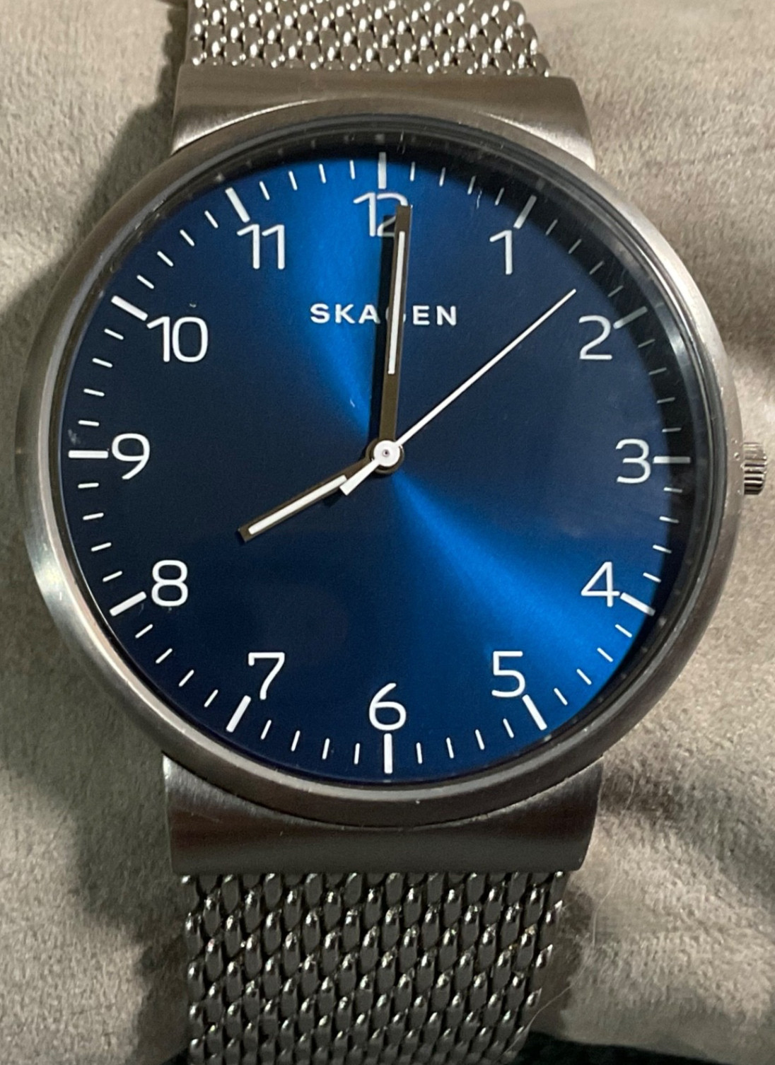 SKAGEN SKW6164 MENS 40mm STAINLESS STEEL WATCH BLUE DIAL NEW BATTERY EXCELLENT