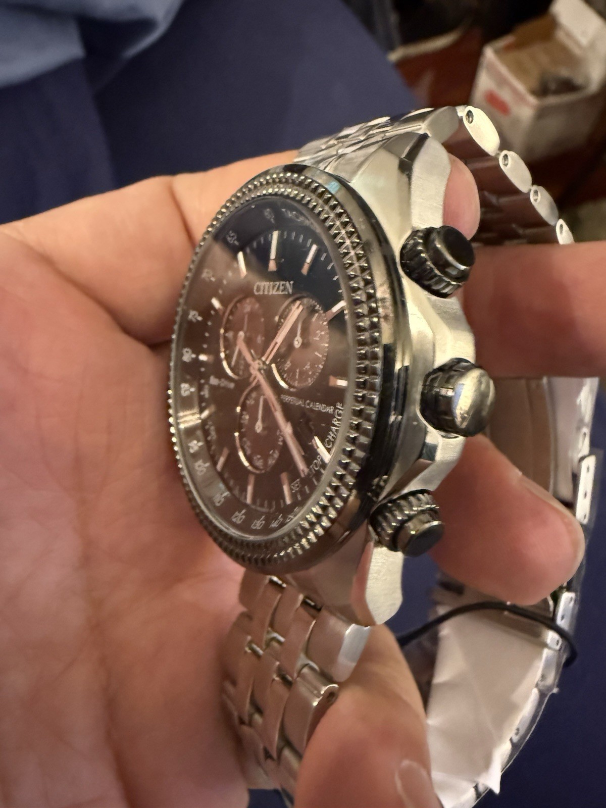 CITIZEN Collection Eco-Drive E820-R014803 Black Tachymeter Perpetual-NEW IN BOX!