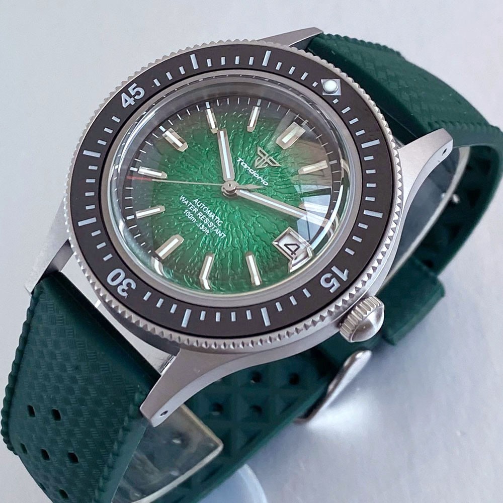 Tandorio Vintage Mechanical Diver Watch Men NH35A Domed Sapphire 200M Waterproof