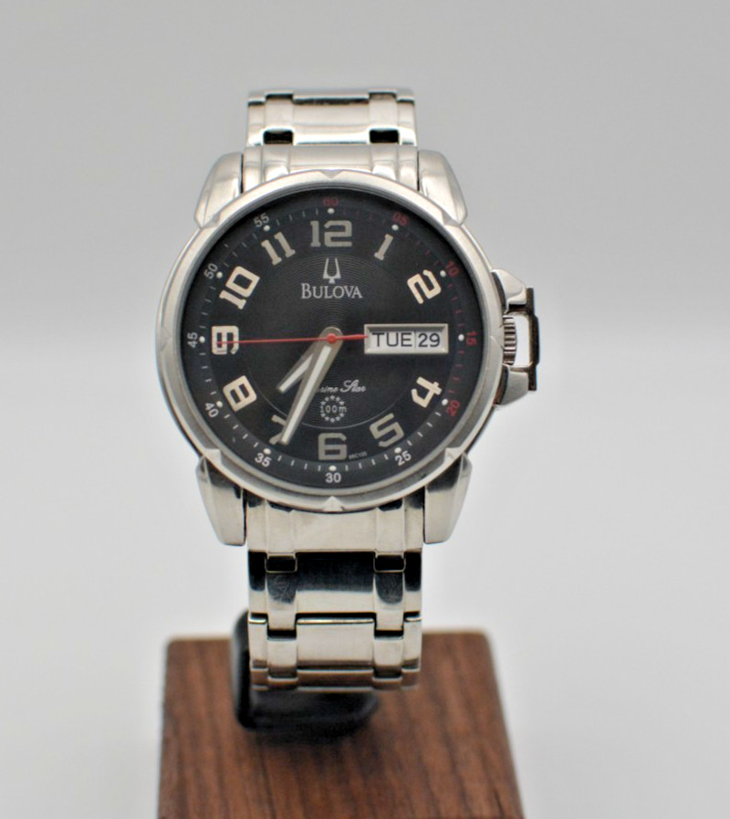 96C100 BULOVA MARINE STAR 100M BLACK DIAL MEN’S WATCH