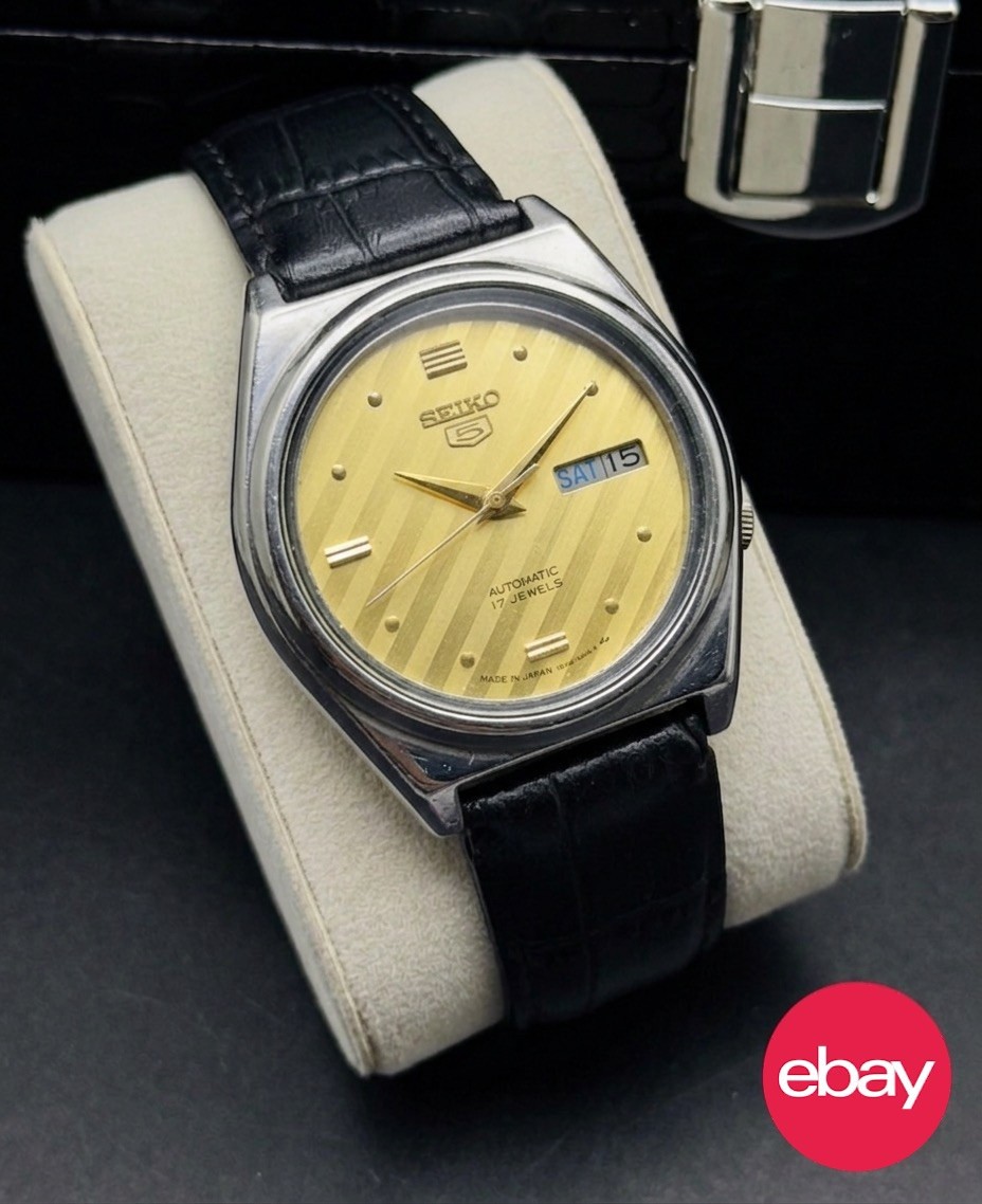 Rare Vintage Seiko 5 Men’s Automatic – 7009-6140 Gold Dial – Genuine Leather