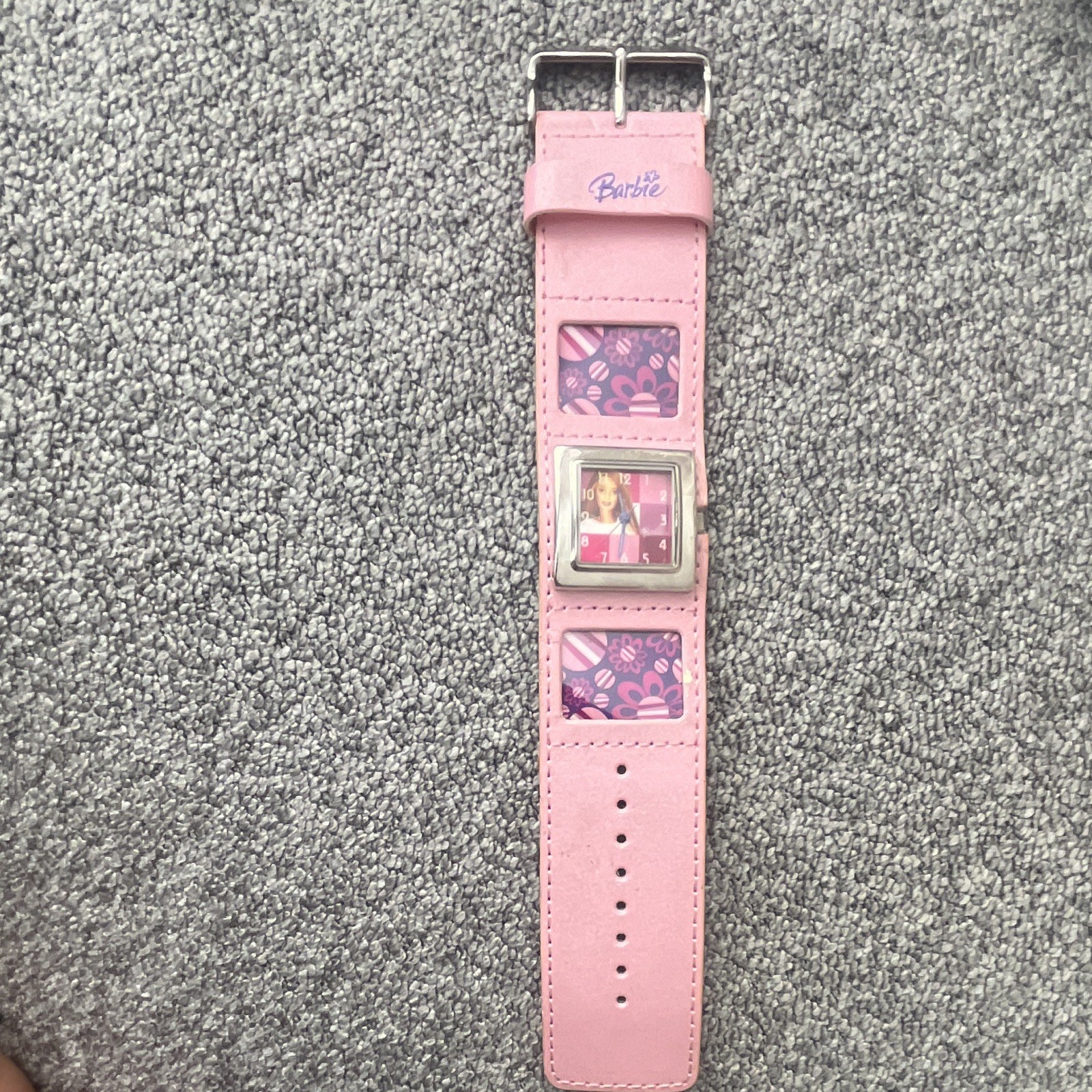 Barbie Girls Quartz Wristwatch Square Case Pink Dial Pink Leather Strap