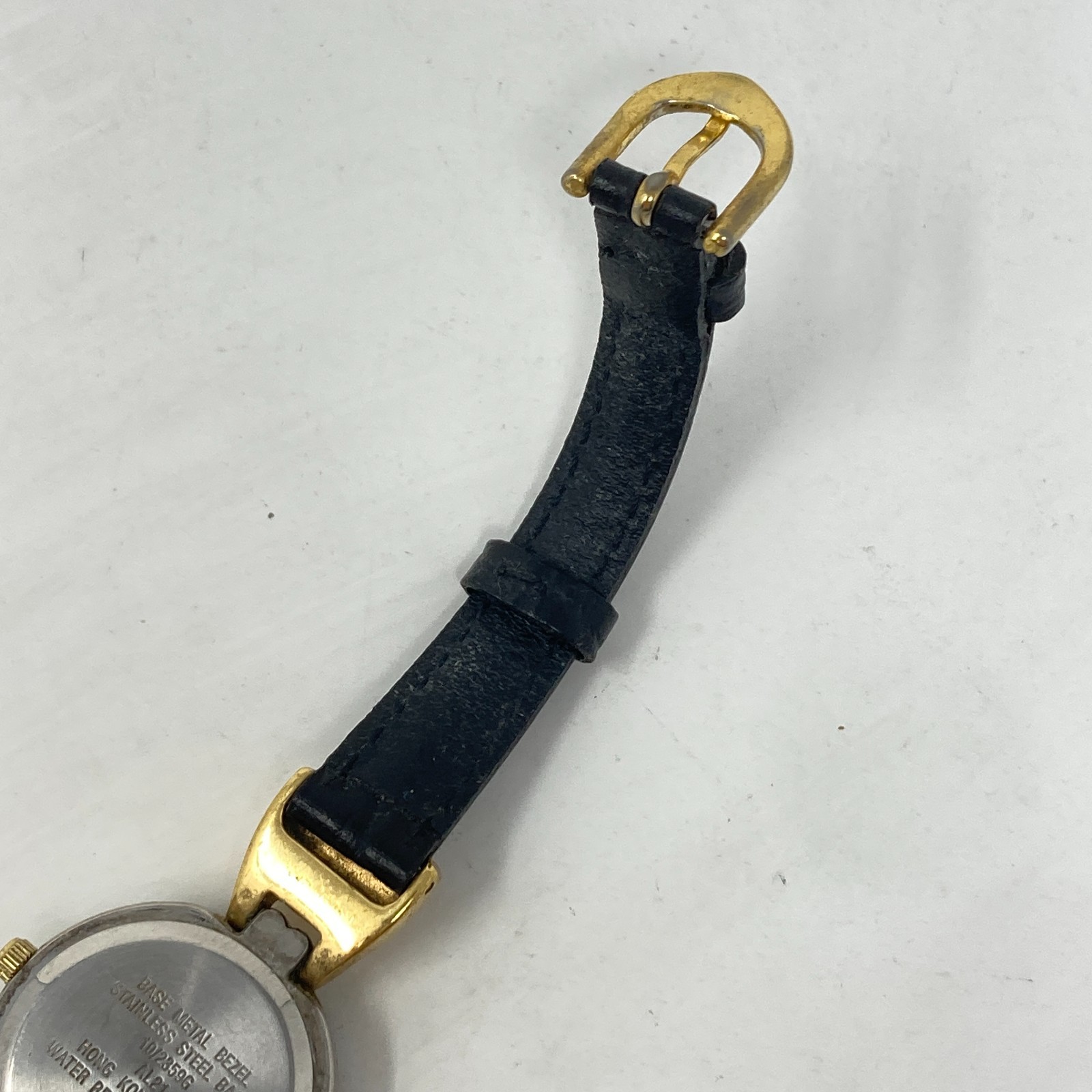 Vtg Anne Klein II Watch Women 24mm Gold Tone MOP Black Classic New Battery 8″