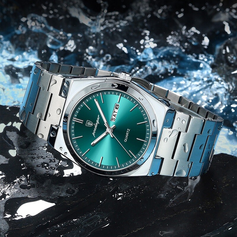 POEDAGAR Fashion Men’s Watch Waterproof Luminous Stainless Quartz Watches