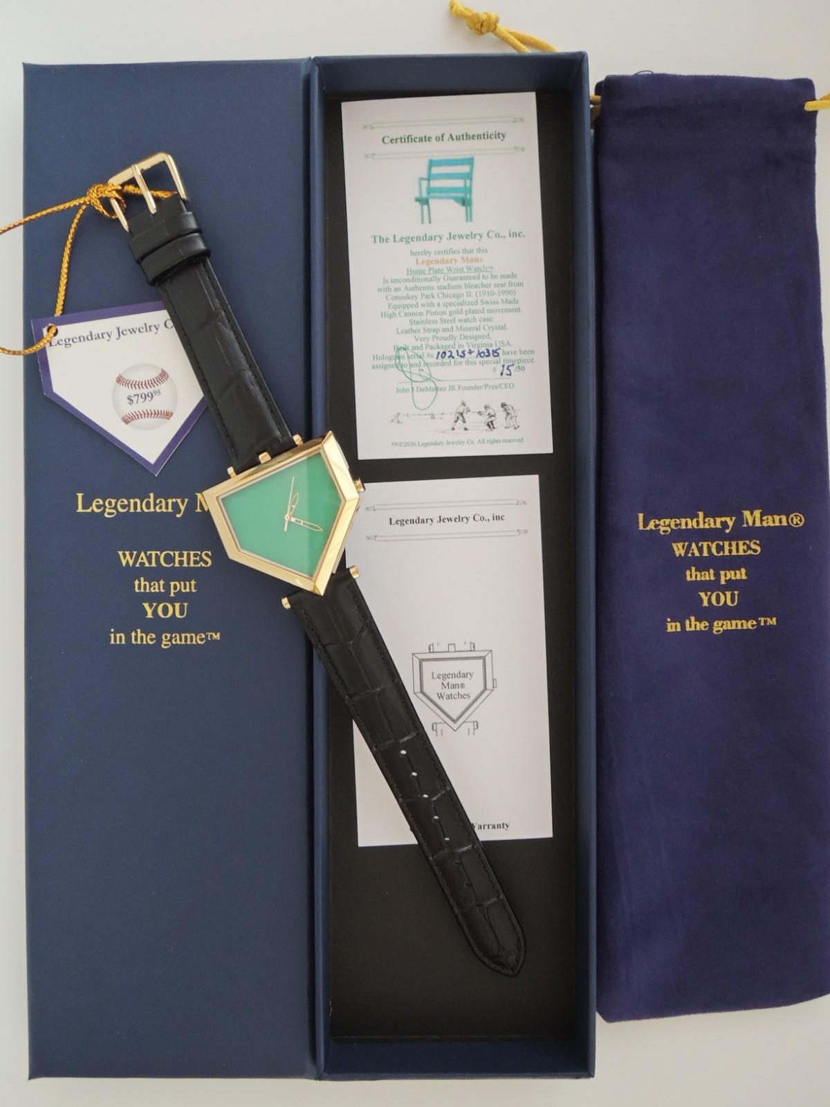 White Sox Baseball Watch Comiskey Park seat Home Plate Model Swiss Mov’t LE 50