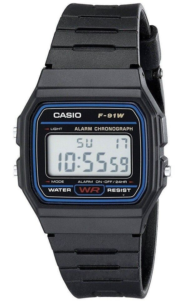 New Reloj Para Hombre Casio Original, Casio F91W-1 Classic Digital Watch Black
