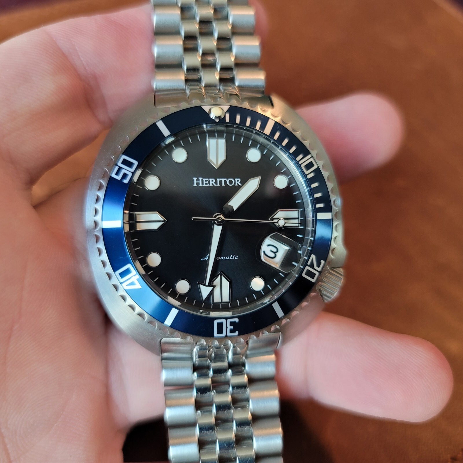 Heritor Automatic Morrison Bracelet Watch w/Date – Black-Gray/Blue – HERHR7612