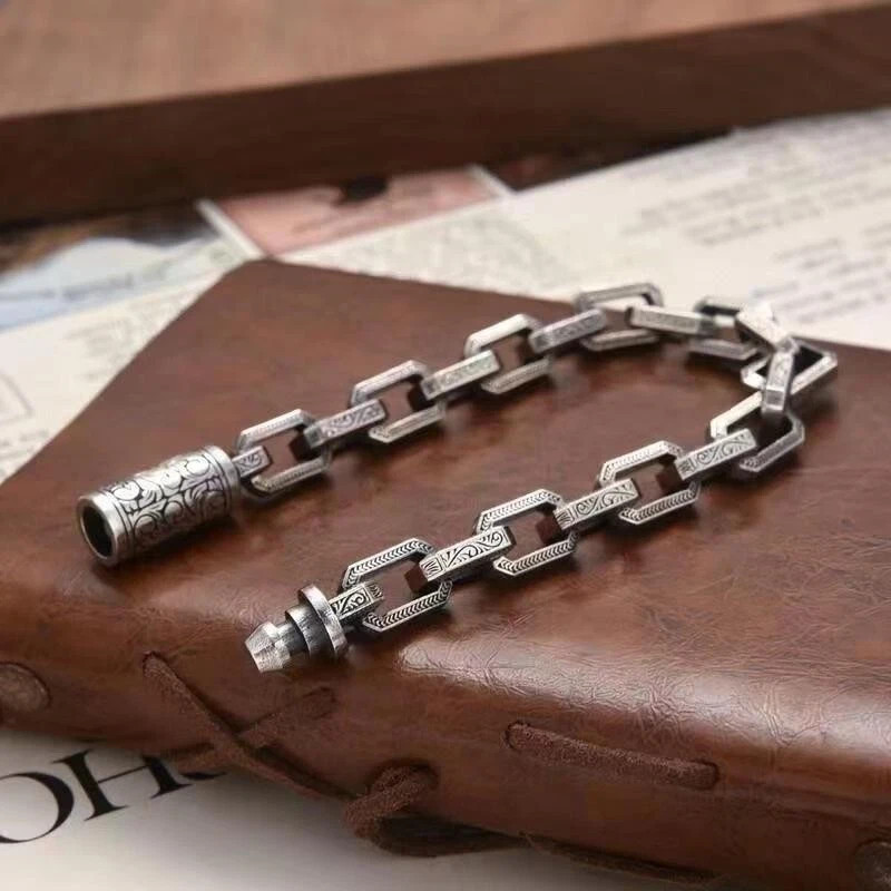Retro Silver Vine Grass Pattern Bracelet Personalized Bracelet