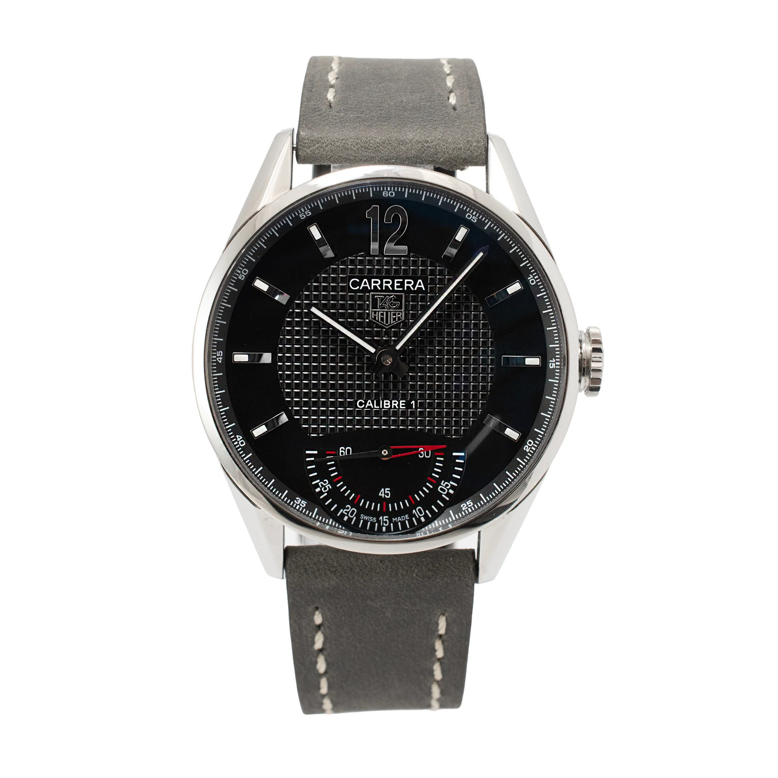 Tag Heuer Carrera 43MM wv3010.eb0025 Black Dial Steel Manual Wind Watch