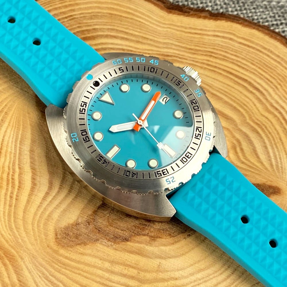 42mm Domed Sapphire Glass Men NH35A Automatic Watch 200M Diver Blue Sterile Dial