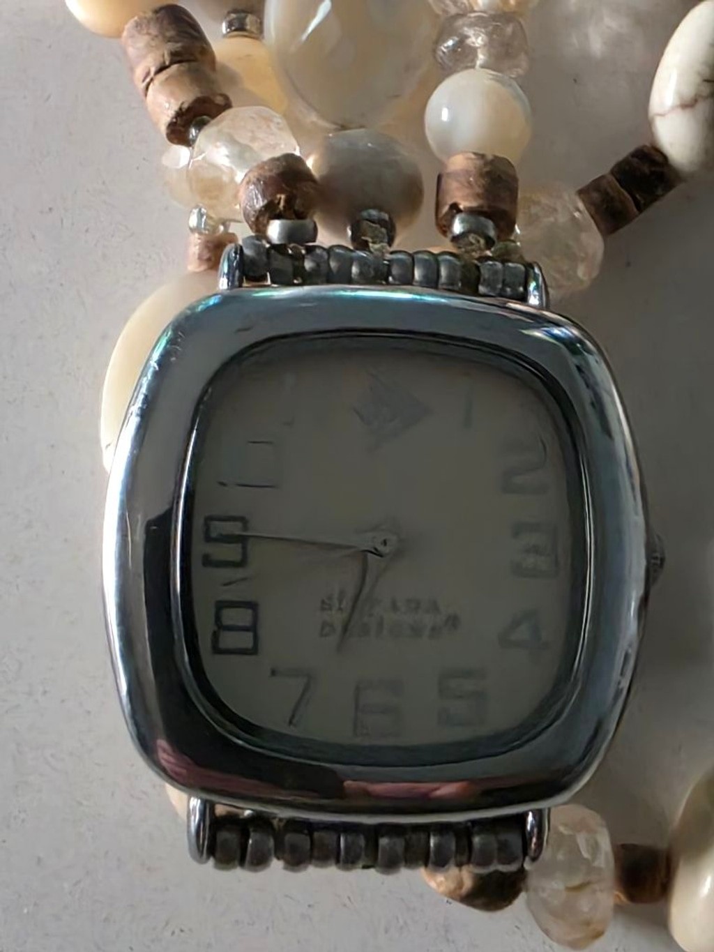 Women’s Silpada Watch One Size Silver Beige Beaded Bracelet