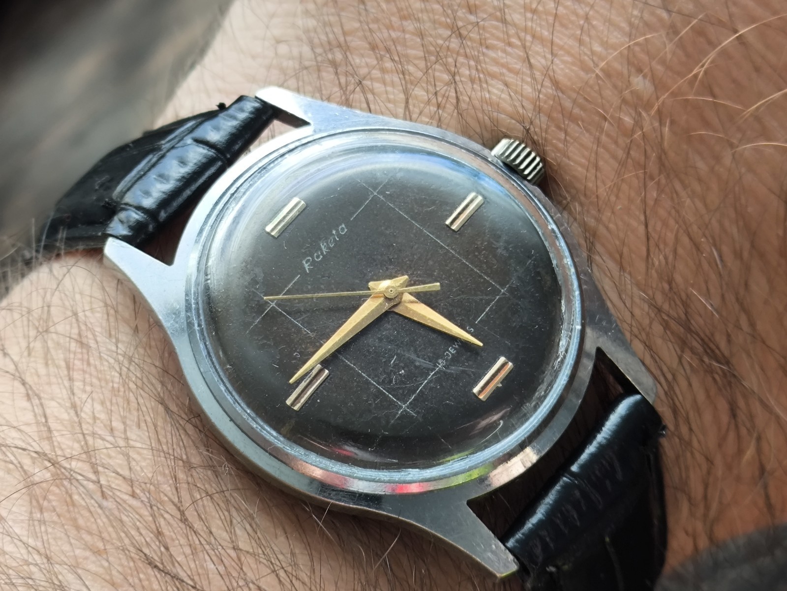 Watch Raketa Baltika Vintage Mechanical rare black dial Soviet USSR Serviced