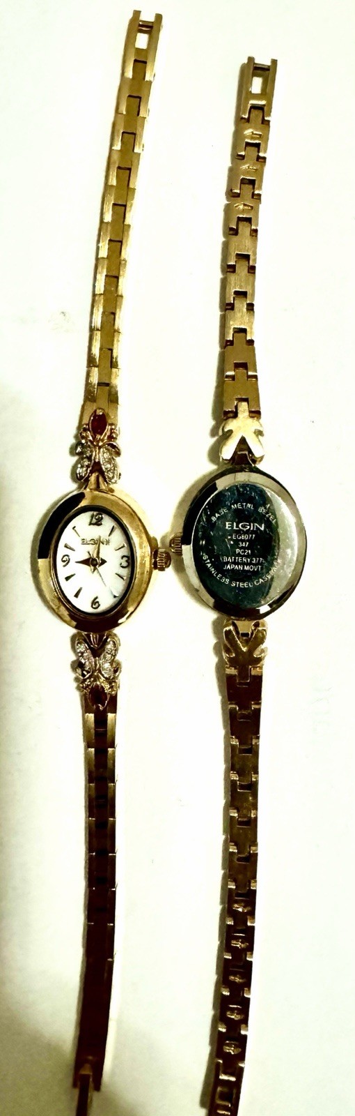 vintage antique elgin Luxury Gold Tone With 2 Genuine Ruby Stones Ladies Watch.