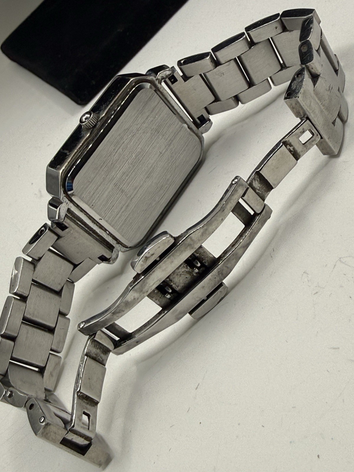 MINI FOCUS Men’s Quartz Analog Square Blue Sunburst Date Silver SS 36-39.9mm 10