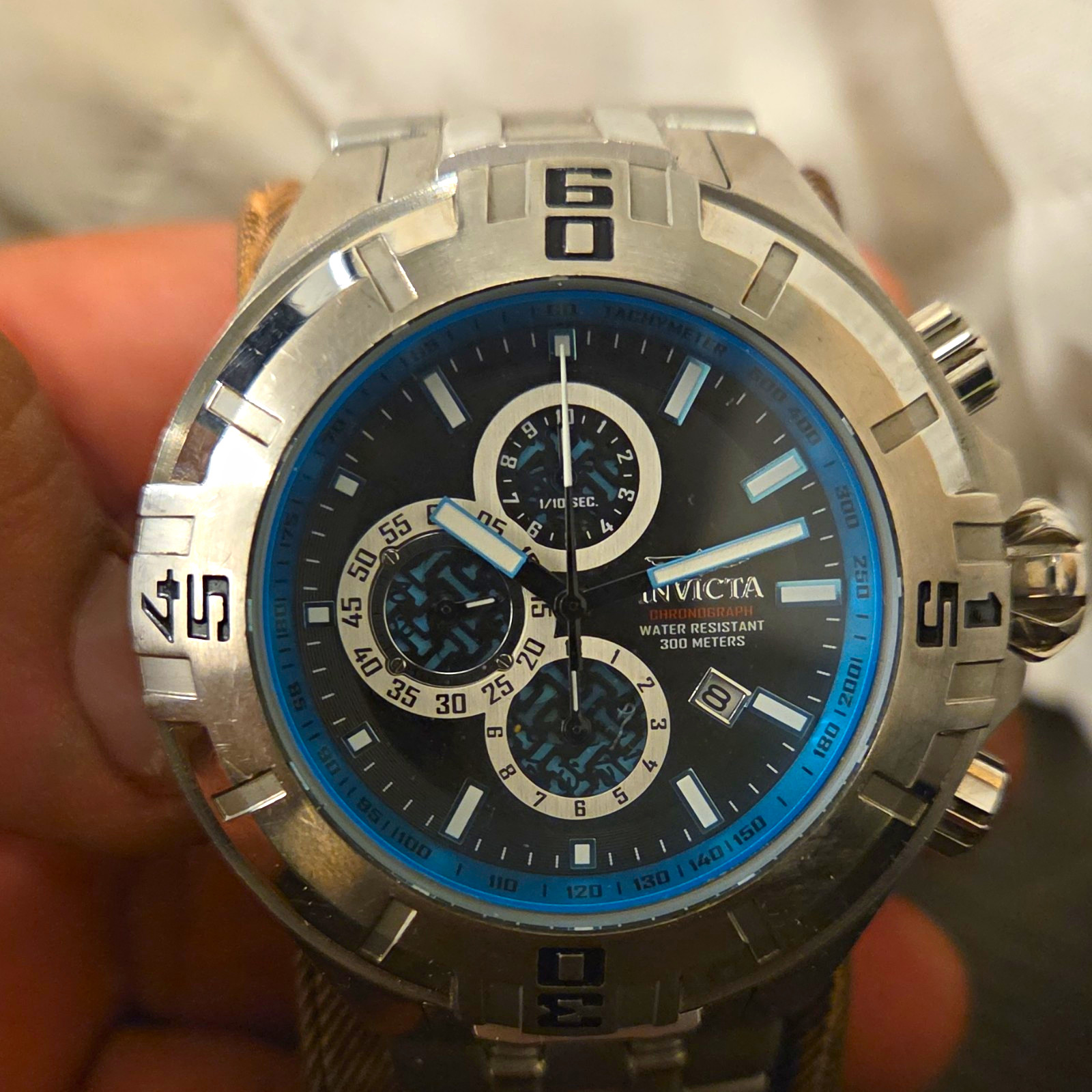 Invicta Men’s Chronograph Quartz Tachymeter 300m SS Bracelet Black/Blue