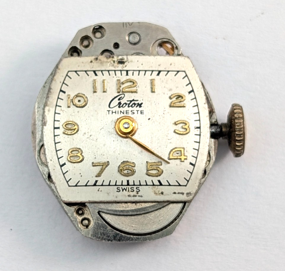 Vintage CROTON Thineste 765 T3H 17j 15mm Mechanical Watch Movement PARTS REPAIR