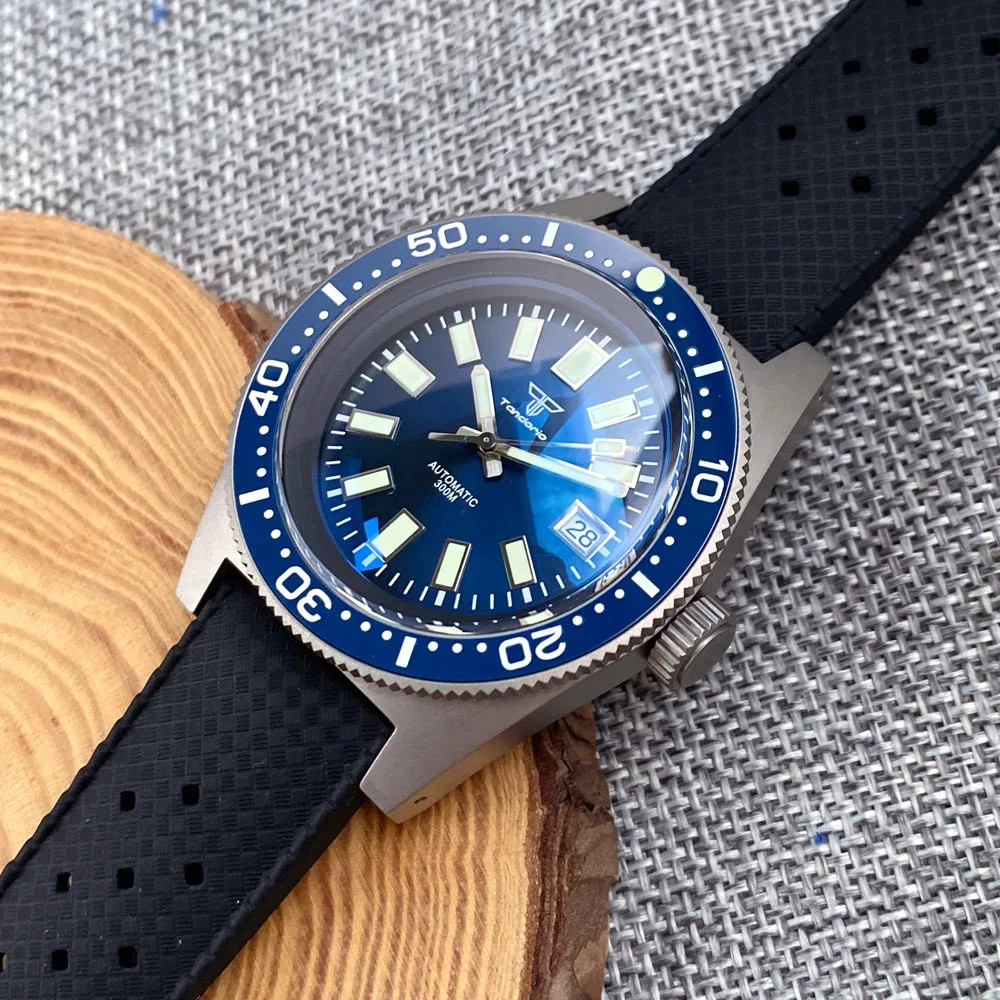 Tandorio 41mm Titanium Diving 62MAS Watch Black/Grey/Blue Dial NH35A PT5000 Move
