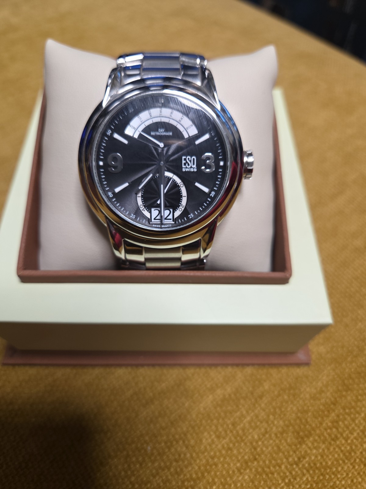 ESQ by Movado Quest Watch, NIB, Silver, Men
