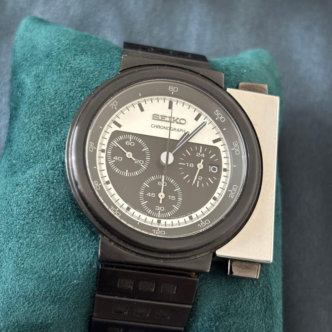 SEIKO 7T12-0BP0 GIUGIARO Chronograph Black Watch Wrist 16.0cm From Japan