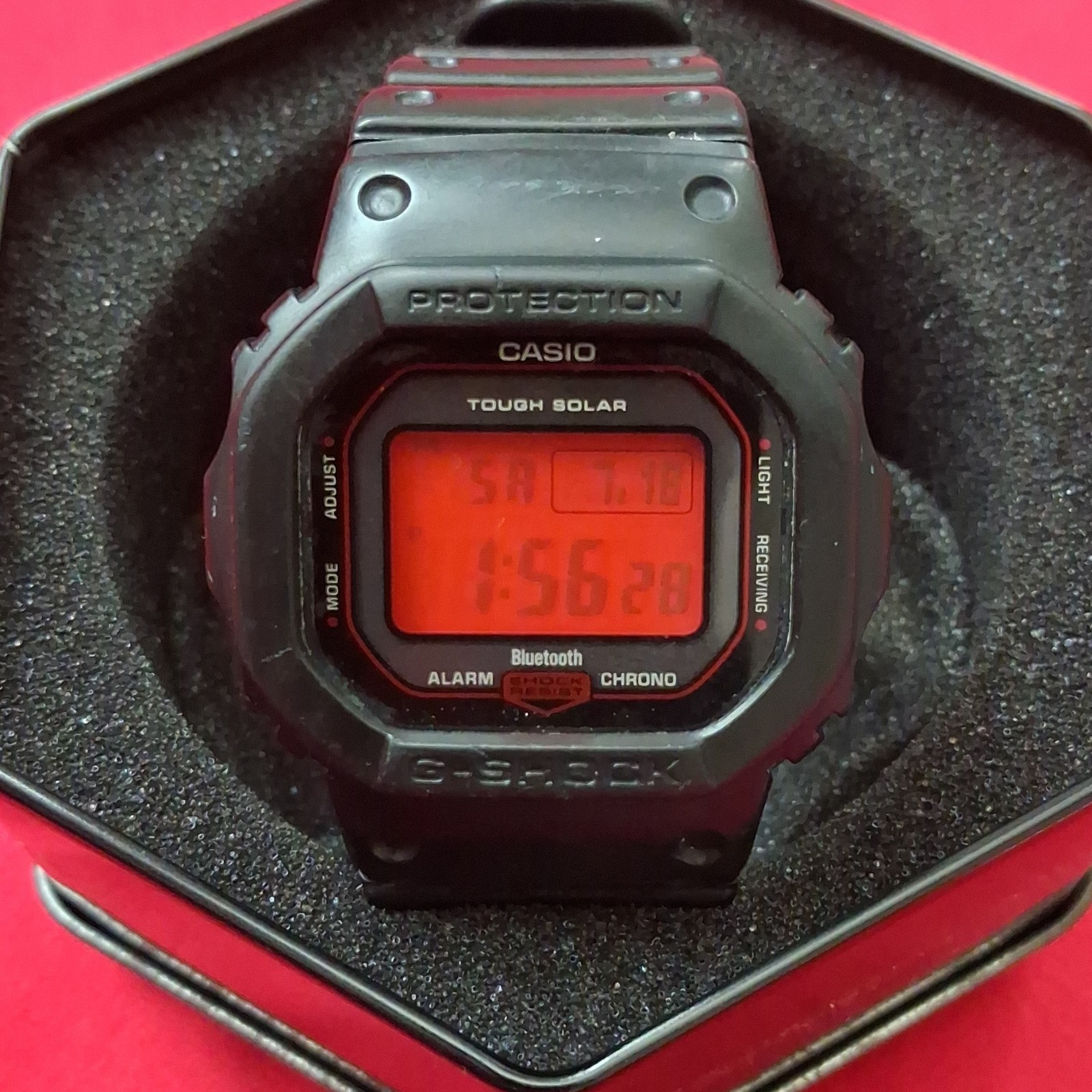 CASIO G-SHOCK Black & Red GW-B5600AR-1 Solar Radio Men’s Watch used in Box