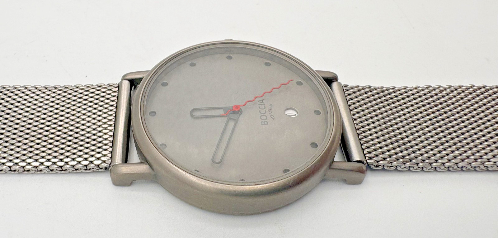 Boccia Titanium Gray Dial Men’s Watch Milanese Mesh Bracelet Date Quartz New Bat