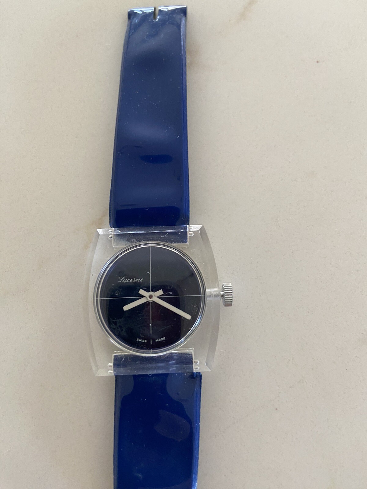 VINTAGE MCM PARADISE PLEXIGLASS WATCH WOMENS TRICE WATCH SWISS PARTS OR REPAIRS