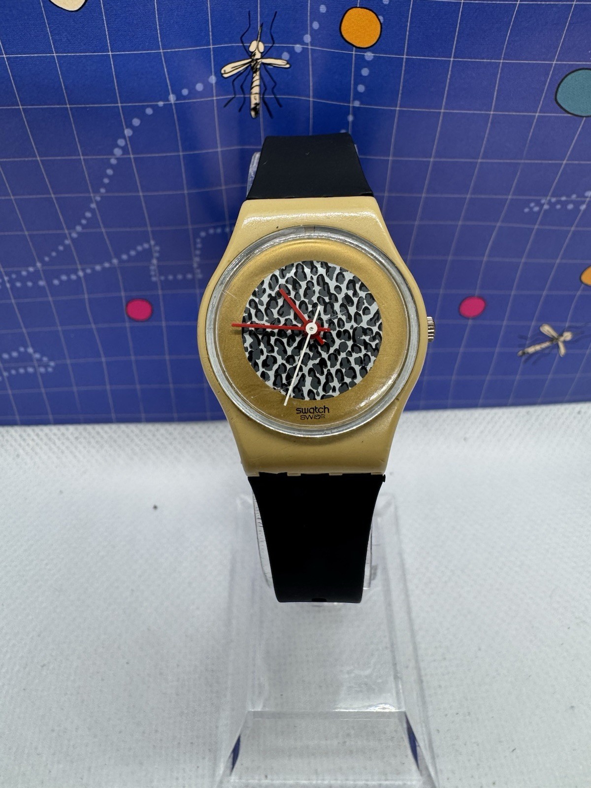 Vintage Swatch Watch 1985 – LT102 Leopard Dial Working
