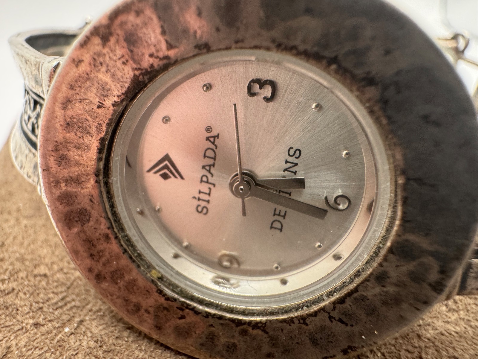 Vintage Israel Sterling Silver Silpada Designs Watch, Hammered Bezel