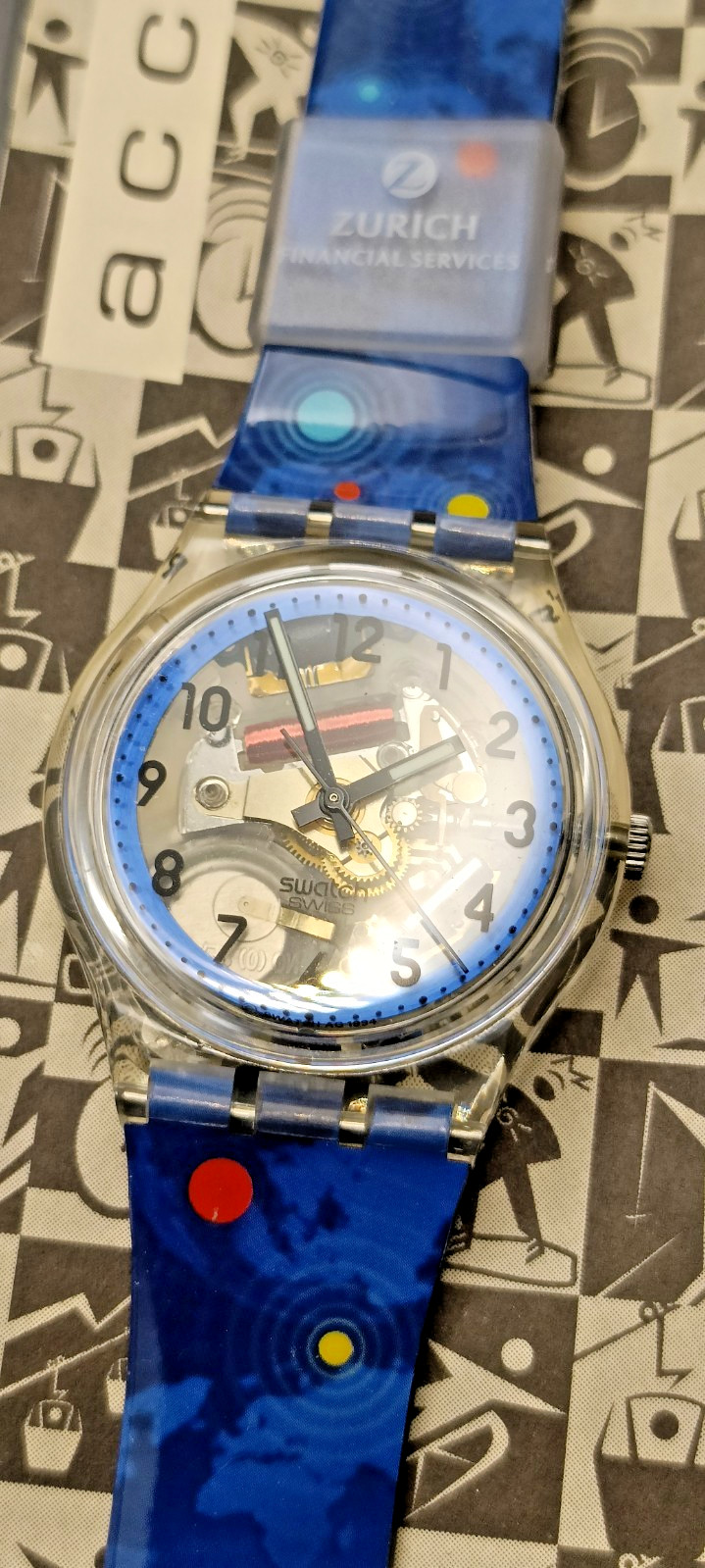 Vintage SWATCH ACCESS Zurich Financial Services Skeleton Watch-VGC/Working