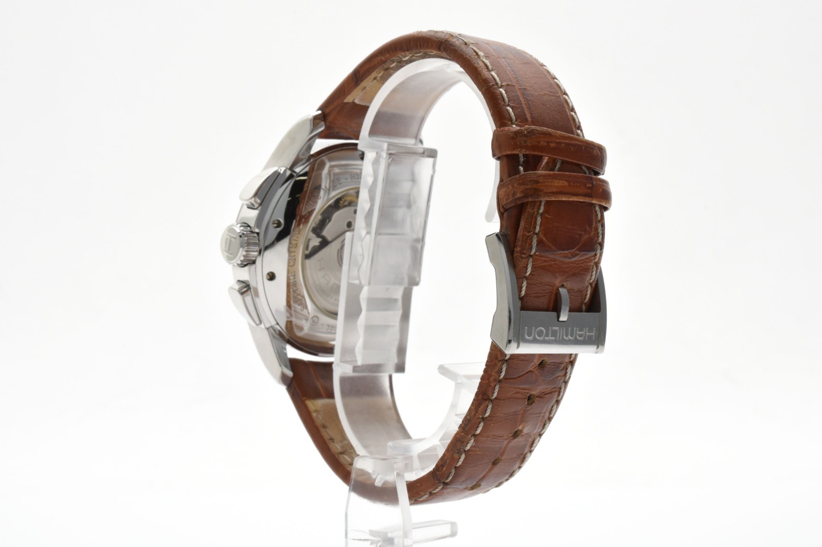 HAMILTON H326160 Jazzmaster Auto Chronograph White Dial Brown Leather Mens Watch