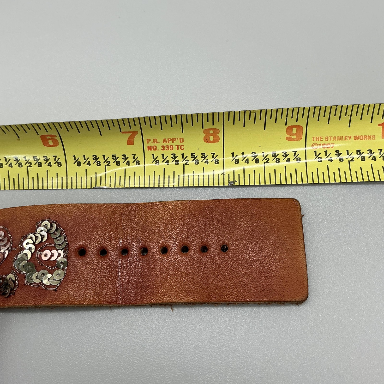 Fossil Womens Watch 30mm Cream Dial Brown Leather Floral Sequin Band New Battery