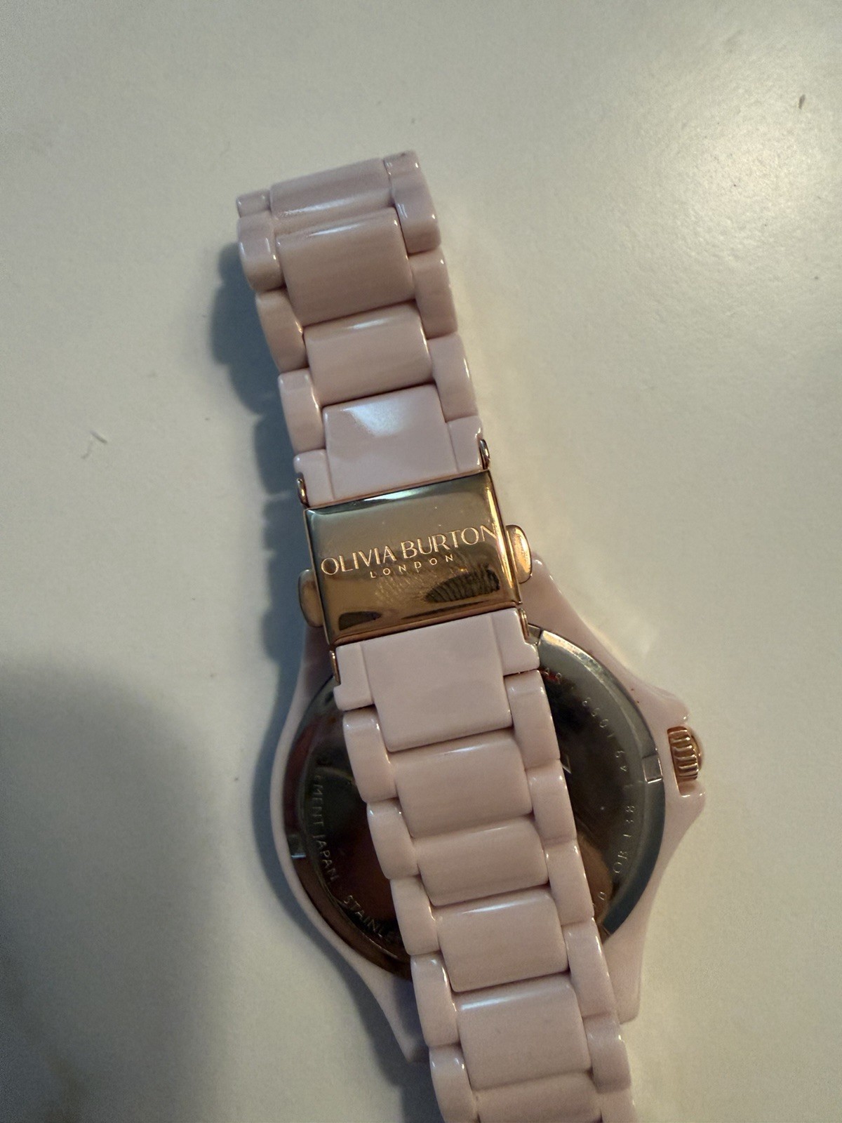 Olivia Burton London Pink Rose Gold Quartz Bracelet Watch Runs Great