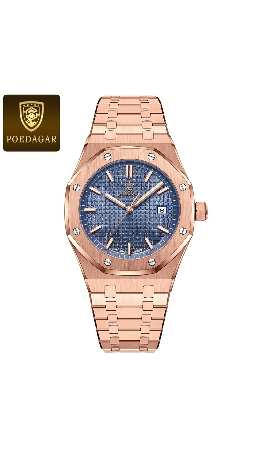 Men’s Fashion Quartz Watch Date Stainless Steel Wristwatches Waterproof Luminous