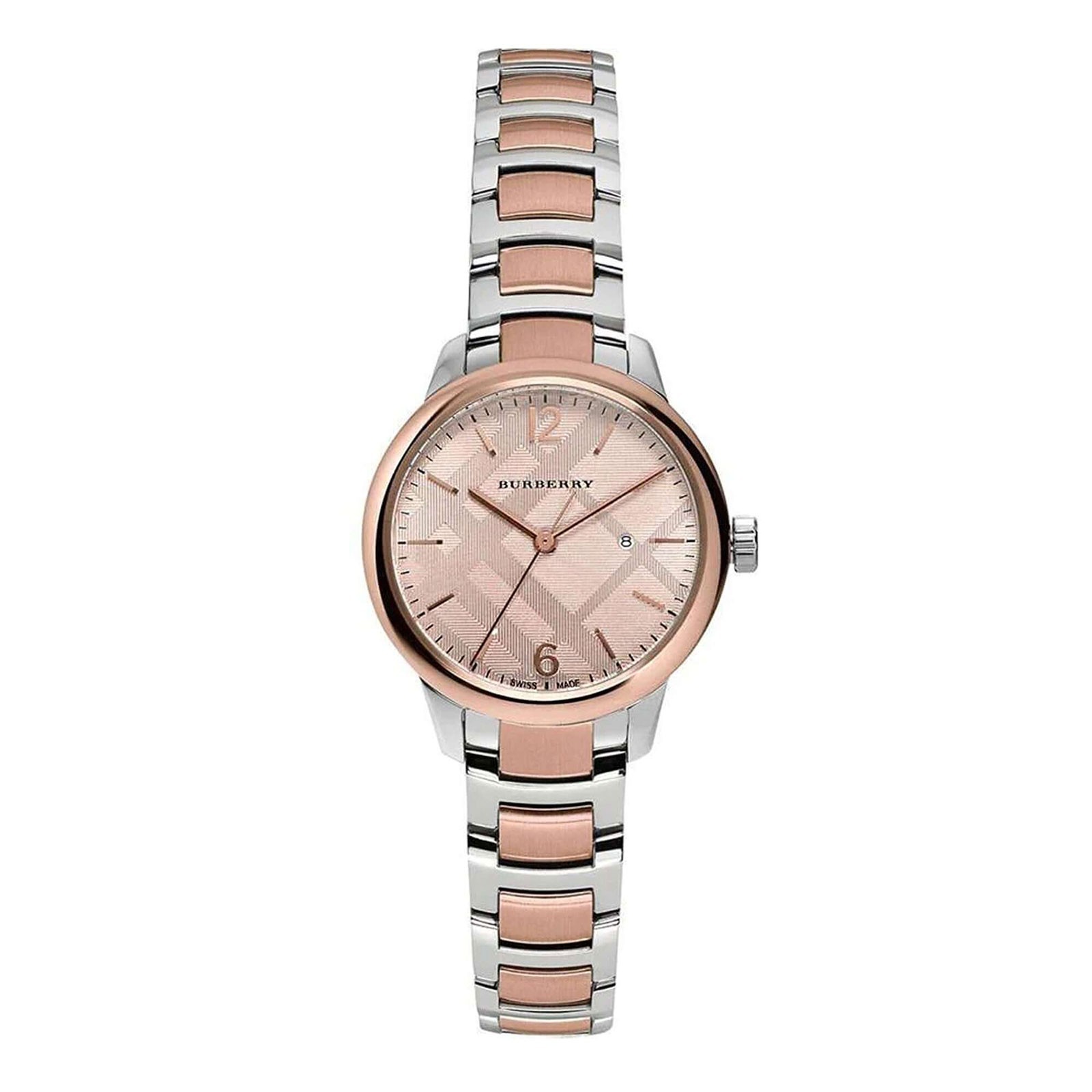 Burberry BU10117 The Classic 32mm Two Tone Rose Gold Check Swiss Quartz Watch