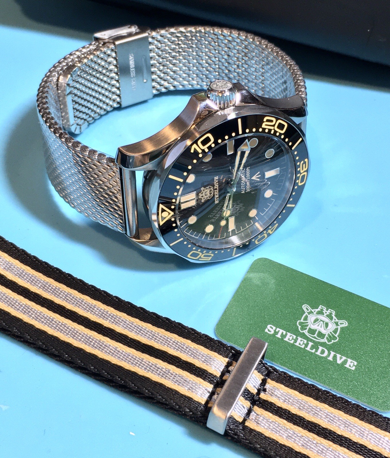 STEELDIVE 007 42MM WATCH NO TIME TO DIE SEIKO NH35 SAPPHIRE MILANESE & NATO BAND