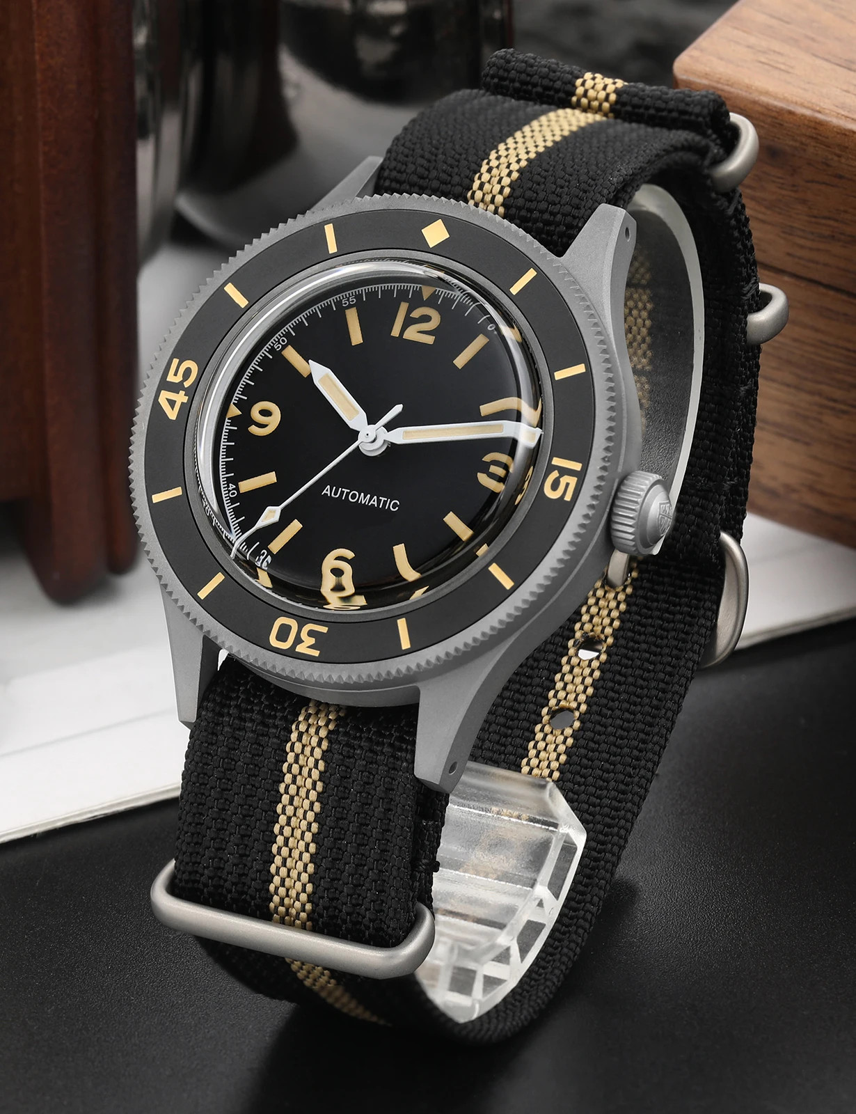 Sandblaste 50-Fathoms 40mm Sapphire 20ATM NH35A Automatic Mechanical Men’s Watch